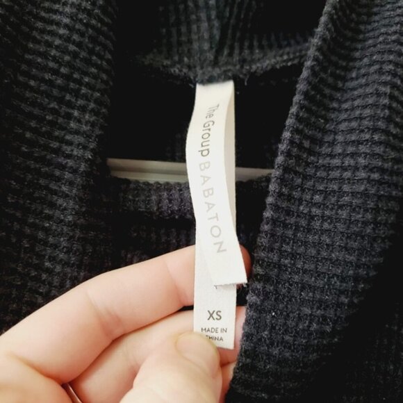 Aritzia Babaton The Group Waffle Grey Cotton Thermal Baselayer Turtleneck XS - Picture 5 of 8